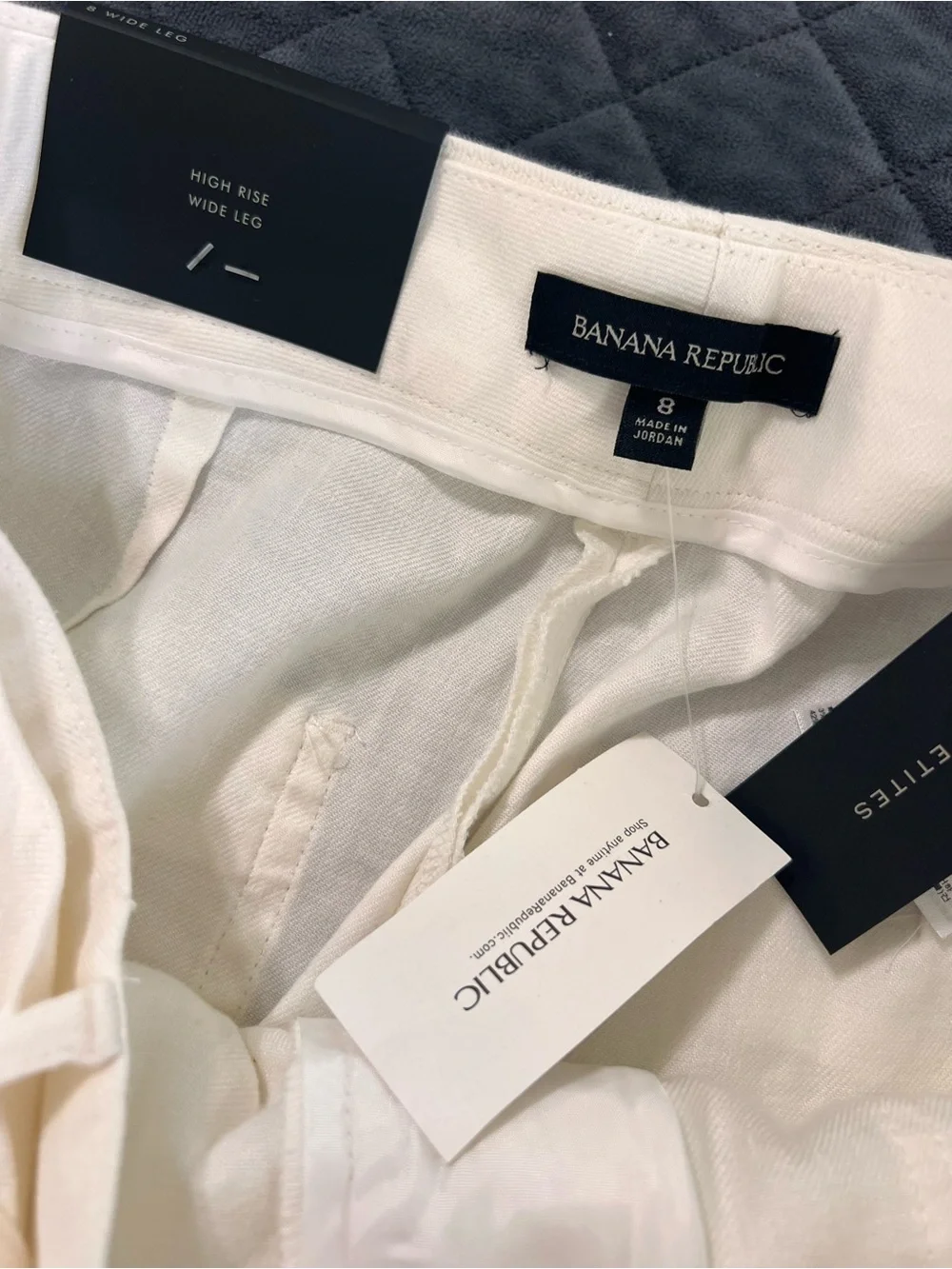 Banana Republic Wide Leg High Rise Linen Blend Pant Women’s Size 8 Off White KK